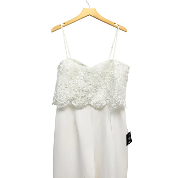 Lulus Exquisite Posture White Floral Embroidered Tiered Jumpsuit size Small NWT - Picture 5 of 6